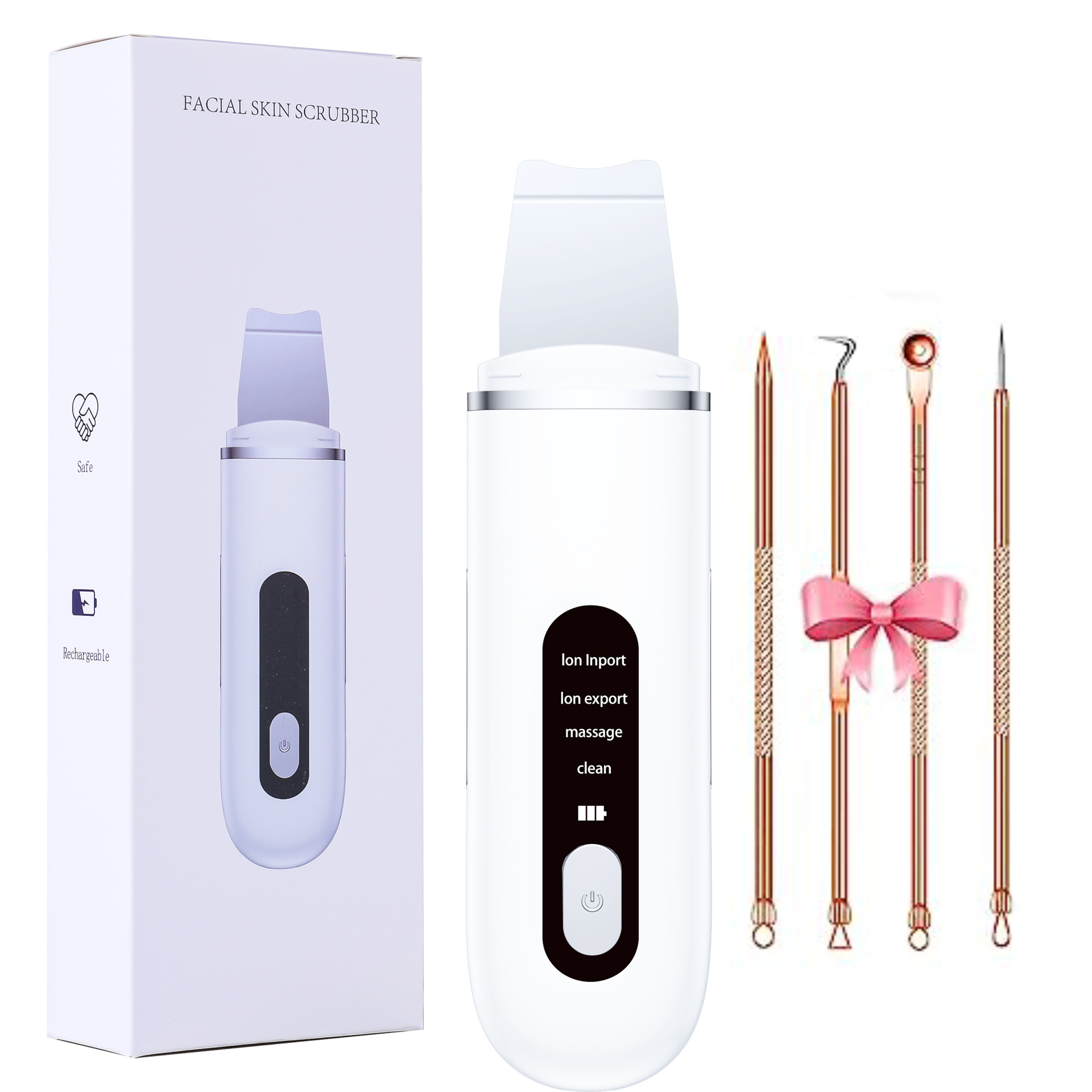 Yuqiu máquina de pelado por ultrasonidos blackhead eliminar el acné suciedad Limpieza de poros EMS instrumento de belleza micro-actual cuchillo pelador