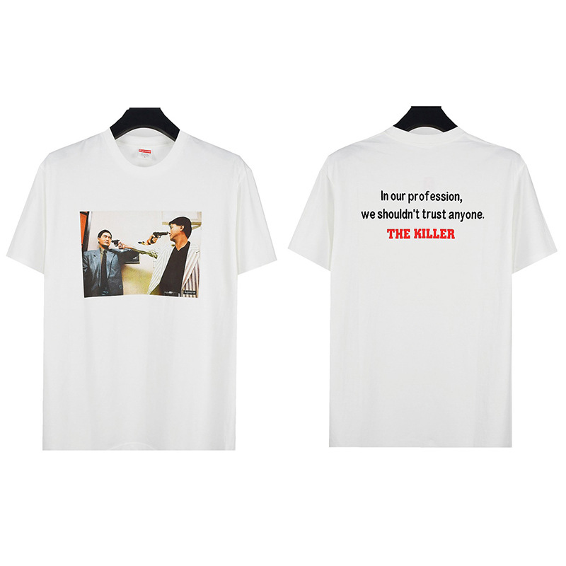ヘビーウェイトクロスボーダー アメリカンファッション Supreme レタープリント Tシャツ BOX ラウンドネック 半袖 メンズ レディース ゆったり カジュアル Tシャツ 男女兼用