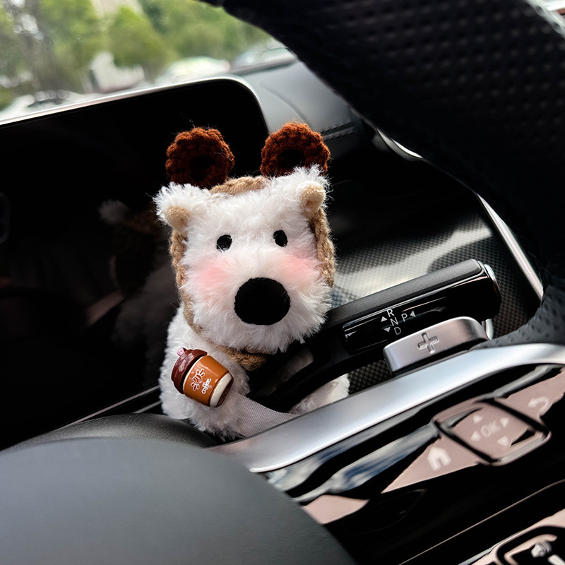 West Highland Car Car Bloque Decoración Luz de giro Muñeca de cachorro Limpiaparabrisas Muñeca Adornos de espejo retrovisor Mujer