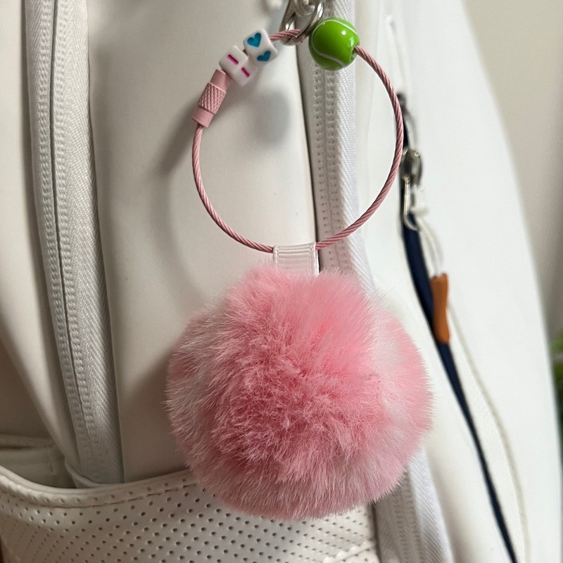 かわいいガーリーハート模造レッキスウサギの毛皮テニスバッグペンダントぬいぐるみテニスペンダントバッグペンダント車のキーホルダー|undefined