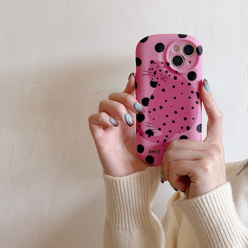 Rose Red Polka Dot Cat-Themed Phone Case Suitable for iPhone 17 Pro Max, Apple 15, 13/14 Soft Case, 16 Skin-Friendly Case
