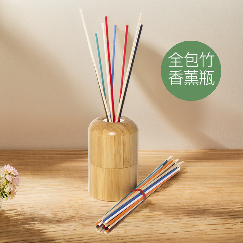 新款全包竹香薰精油瓶 竹制化妆品包材香水精华液护肤液分装瓶