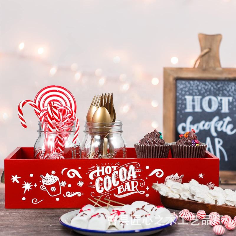 木製のクリスマスの収納ボックスのビスケットのデザートのクリスマスの装飾ボックスのパーティーの祝日のテーマのデスクトップの雑物の収納ボックス|undefined