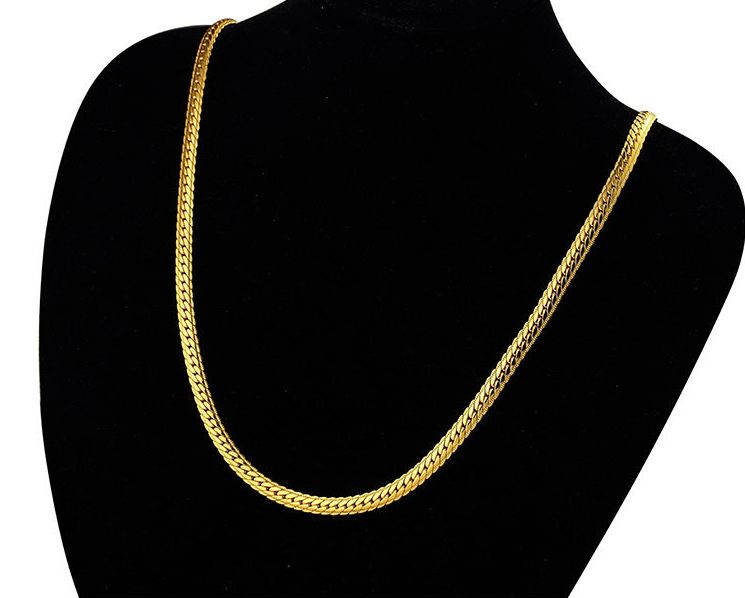 Snake Bone Flat Chain Retro Women's Titanium Steel Plated 18k Gold Necklace display picture 5