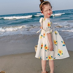 Ladies' Dress with Fresh Flowers, Backless Princess Dress, 24 Summer Collection, New Foreign Trade Children's Clothing, Dropshipping