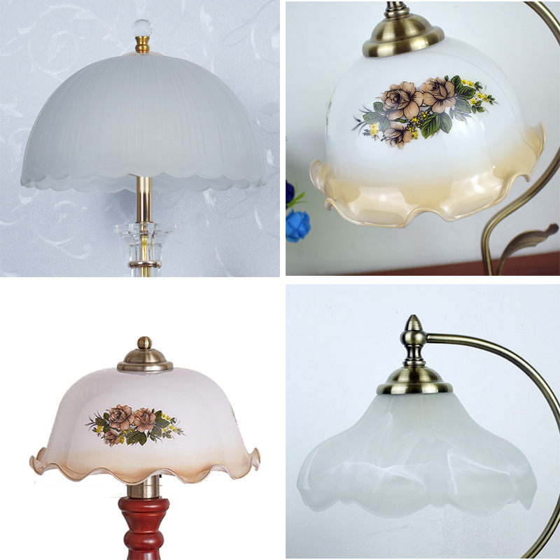 Vintage Old Garden Glass Lampshade Camellia/Lotus/Wicker Lampshade Floor Lamp Table Lamp Lampshade Accessories