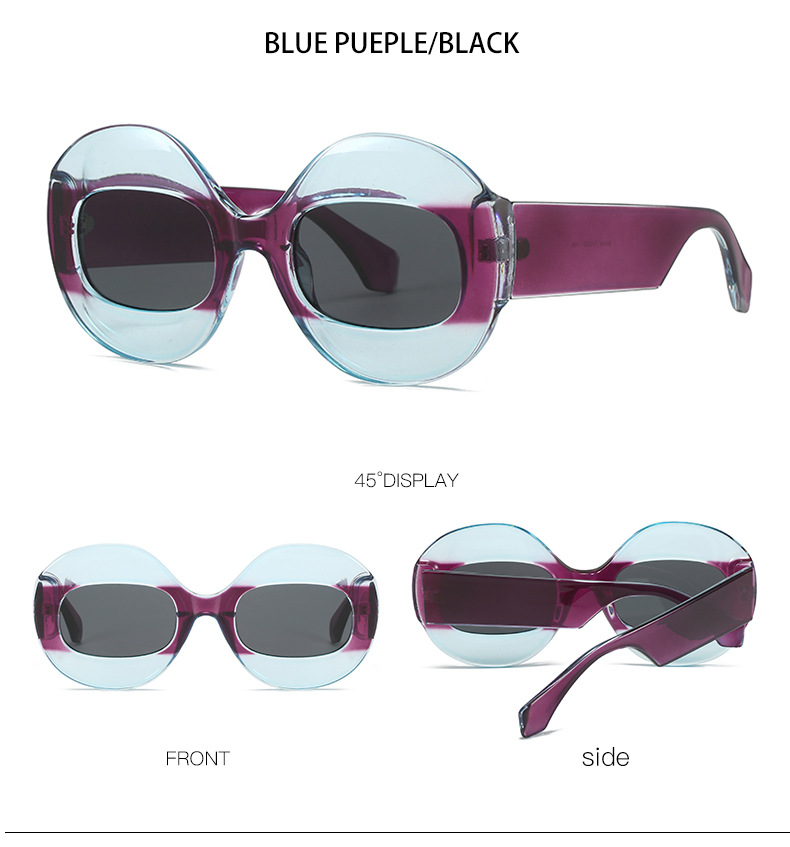 55g Weight Full Frame Glasses Structure Sunglasses Classification PC, UV400 Protection Lens Material Round Frame Glasses Style Daily Occasion Leopard Pattern Unisex Gender Patchwork Design Fashion Style Grey, Black Color Fashion Leopard PC UV400 Protection Round Frame Patchwork Full Frame Women's Sunglasses 8