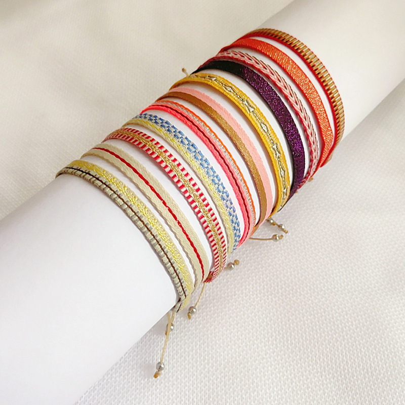 Kkbead Nepalese Ethnic Style Woven Bracelet Spanish Braided Pattern Stacked Bracelet Geometric Elements Handmade Kkbead Nepalese Ethnic Style Woven Bracelet Spanish Braided Pattern Stacked Bracelet Geometric Elements Handmade