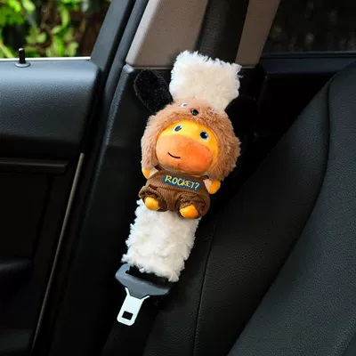 Shoulder Pad Cute Car: Seat belt shoulder pad - brown-puppy-suit-sitting-capybara-lulu-white-curly-shoulder-cover-single-no-specifications