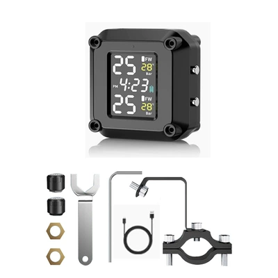Metal bracket motorcycle tire pressure monitor solar voice universal external electric vehicle waterproof detector (Tire pressure monitoring system) - m68-5