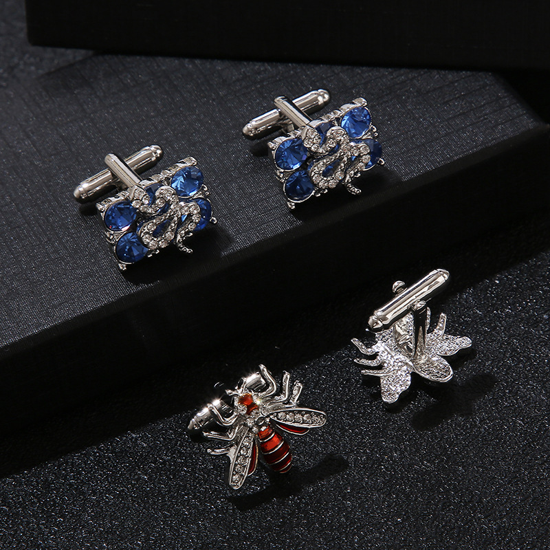 Neue Bee Rechteckige Diamant Manschettenknöpfe Mode herren Hemd Französisch_voghion.com