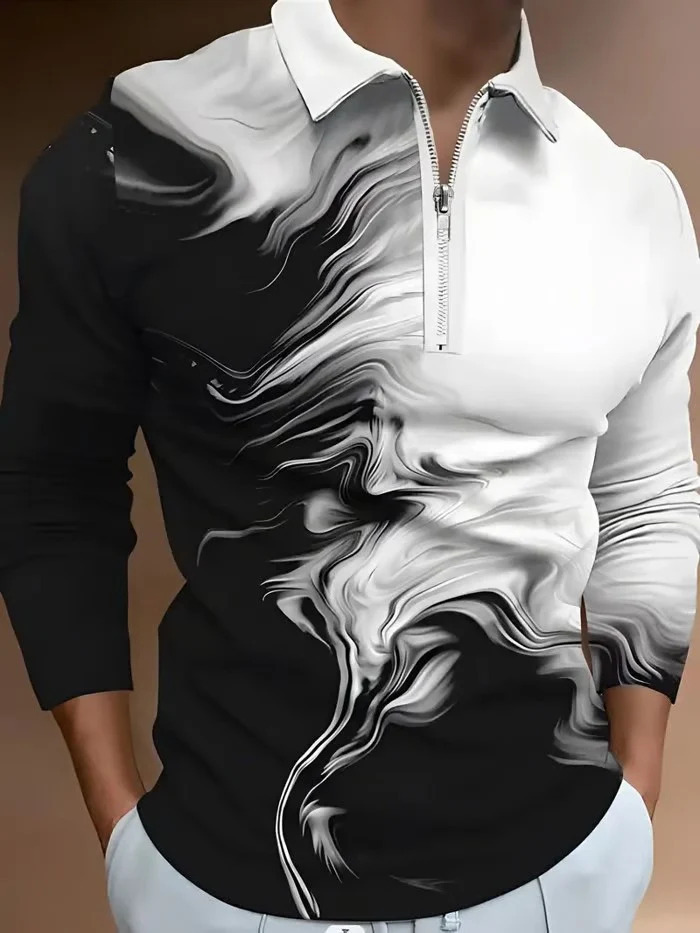 2024 nueva camisa POLO con cremallera de manga larga de alta calidad de moda casual transfronteriza de comercio exterior de Amazon MB14