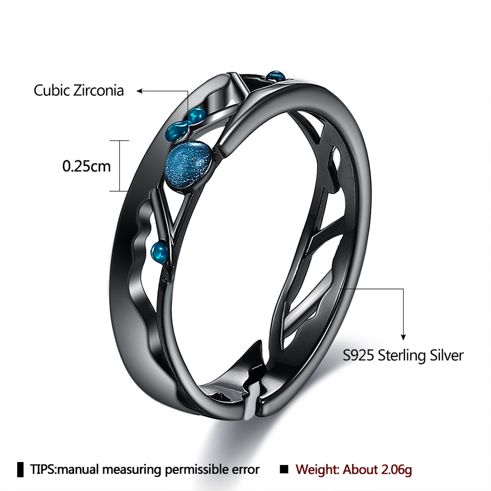 Simple Style Circle Sterling Silver Inlay Zircon Open Ring 1 Piece