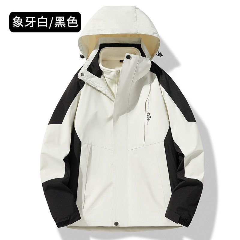 男性用屋外スリーインワン取り外し可能なジャケット、防風性と防水性、釣り用の暖かい春と秋の薄いジャケット、女性用の登山ジャケット|undefined