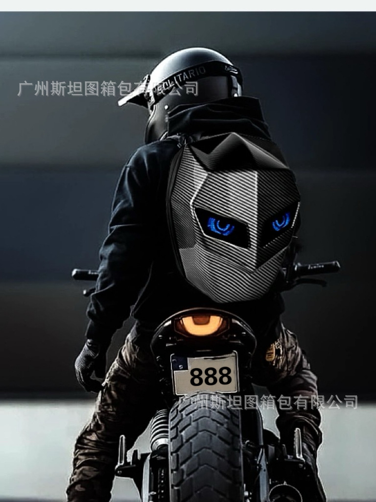 Iron Man Cycling Mochila luminosa Mochila LED Ojo Mochila de motocicleta Bolsa de casco impermeable fresco de carcasa dura para hombre