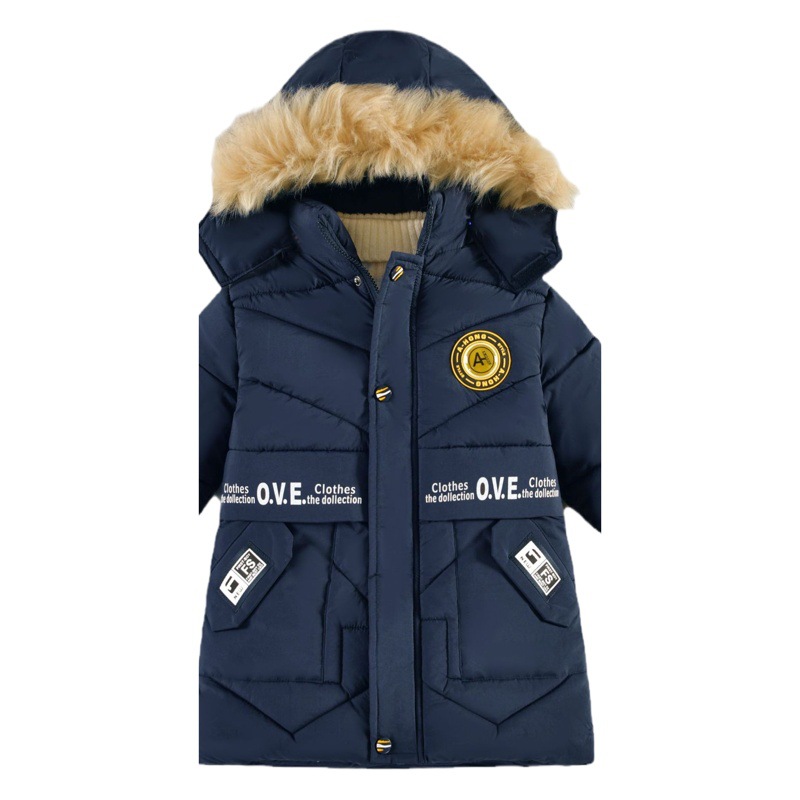 Ropa de invierno para niños engrosada ropa acolchada de algodón de moda abrigo de invierno para niños de longitud media estilo occidental cálido nueva chaqueta acolchada de algodón moda