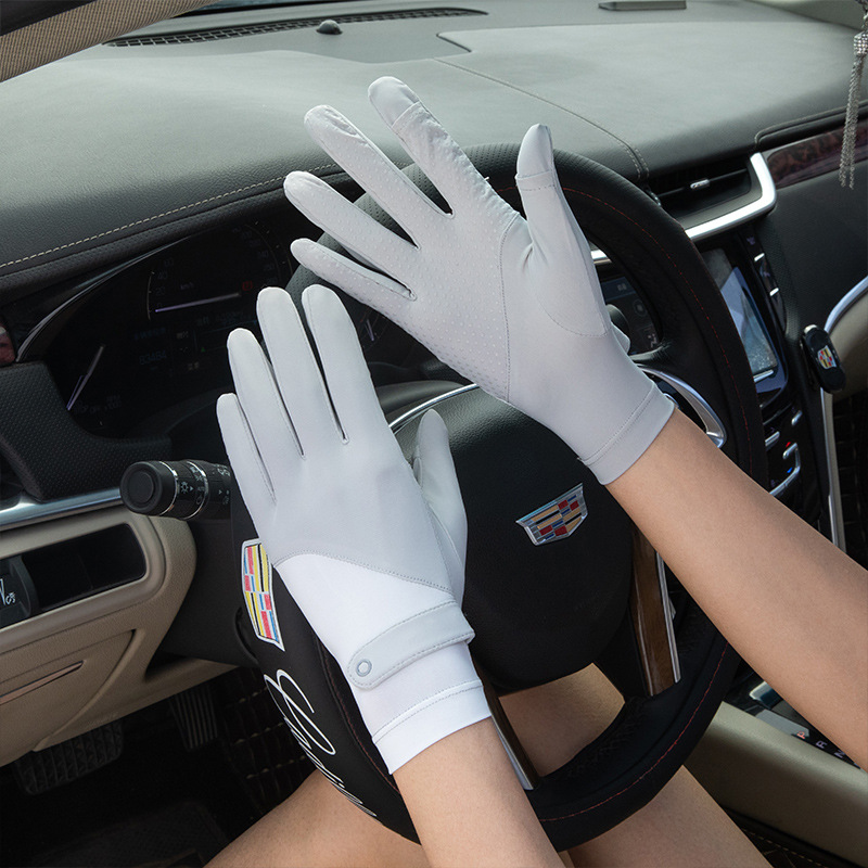 Summer ice silk sun protection gloves, outdoor cycling and driving, thin ice-feel anti-UV, non-slip fingerless gloves