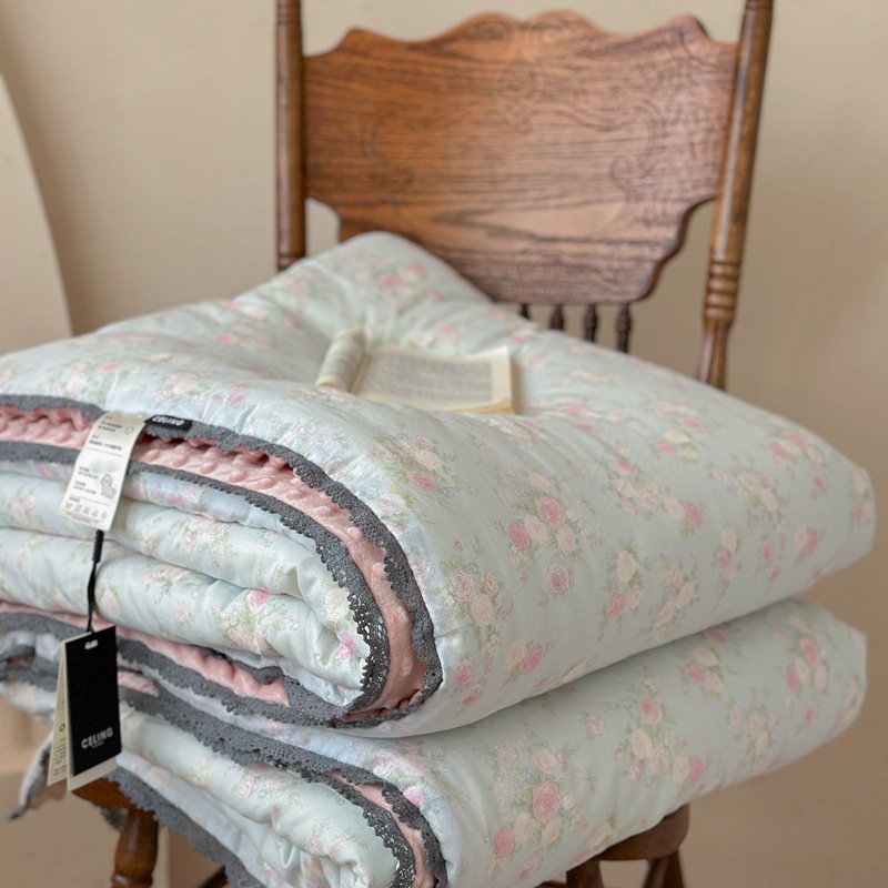 면 거즈 비니 퀼트-로즈