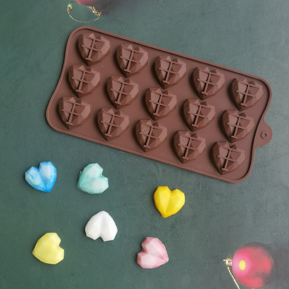 15连钻石爱心巧克力68巧克力饼干模蛋糕模具雪糕糖果硅胶模具