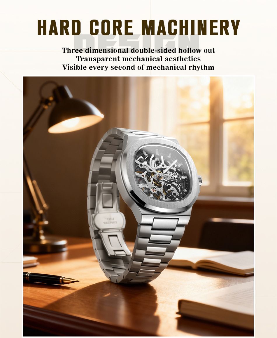 Men's Automatic Mechanical Watch European Style Hollow Design_voghion.com