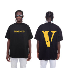 260G高街嘻哈中国龙大V圆领短袖男王一博同款烟雾T恤美式潮牌上衣