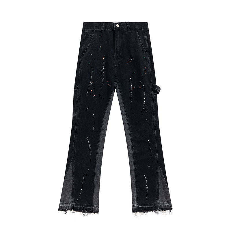 Cross-Border 2026 New Model Gallery Splash-Ink Graffiti Flared Ripped Casual Loose Versatile Jeans Cross-Border 2026 New Model Gallery Splash-Ink Graffiti Flared Ripped Casual Loose Versatile Jeans
