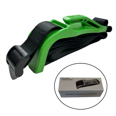 Seat Belt for Pregnant Women, Car seat belt - abs-maternity-safety-belt-green-plastic-adjustment-buckle-boxed