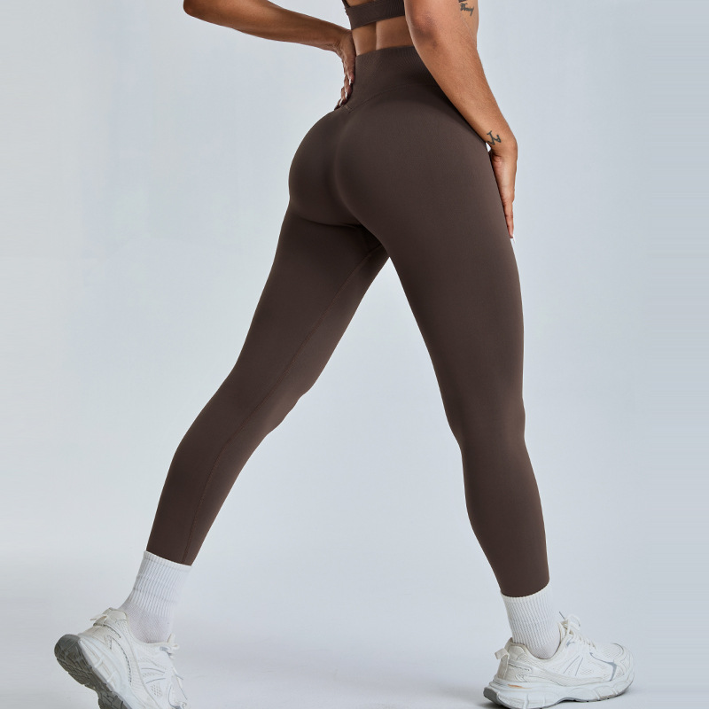 Nuevos pantalones de yoga de cintura alta sin costuras para mujer, pantalones deportivos al aire libre con abdomen ajustado y caderas de melocotón, pantalones de fitness de secado rápido para correr