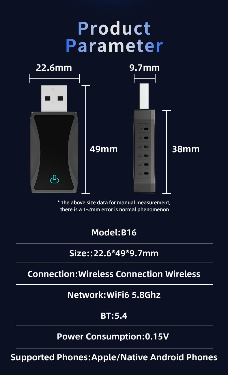 Original Car Wired to Wireless Carplay Box 2-in-1 Android Auto Smart Interconnection Box Plug and Play