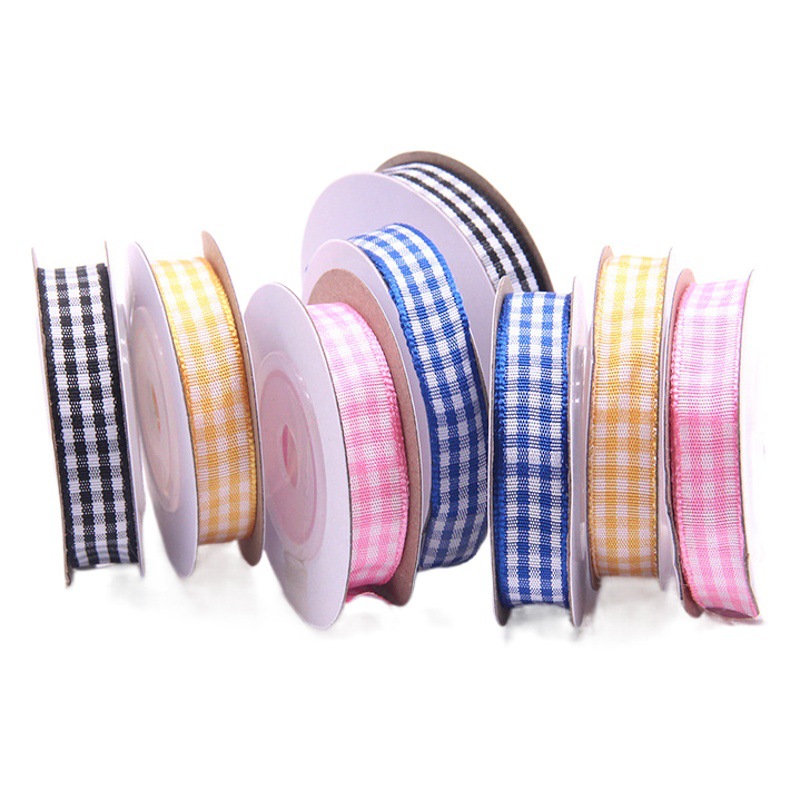 Tianyi Mei suministra cinta escocesa transfronteriza 1cm cinta a cuadros pequeño rollo 5 yardas fábrica al por mayor
