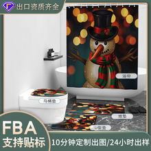 定制圣诞雪人款浴帘防水防霉帘 卫生间浴室窗帘浴室帘亚马逊可供