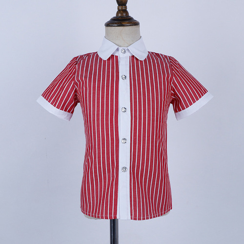 Boys' Shirt Summer New Korean Style White Shorts Solid Color Striped Handsome Children's Clothing Dropshipping