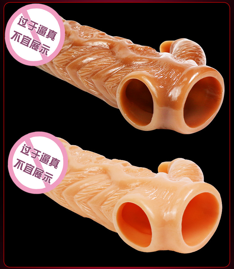 Men’s Wearable Hollow Dildo Sleeve in TPE, Transparent, Manual Use — detail image 23