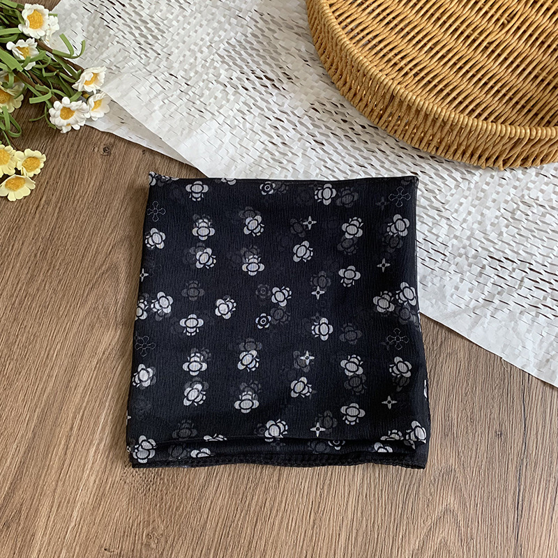 Bufanda de seda, bufanda cuadrada pequeña, personalidad retro, textura de algodón y lino, turbante, banda para el cabello, habitación con aire acondicionado de verano, protección para el cuello, chal exterior