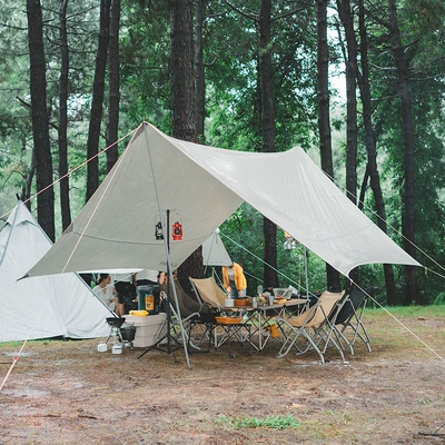 Black deer outdoor Mufeng hexagonal canopy rain-proof silver-coated sun-proof camping tent for 8-12 people waterproof awning (Çadırlar) - mufeng-full-set-full-set-with-canopy-2-rods-wind-rope-ground-nails-default-item
