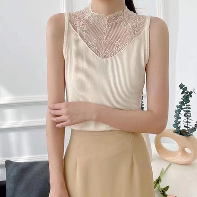 Half a knitting camisole vest Exorcism Spring and summer Base coat suit Internal lap sexy Lace Sleeveless jacket