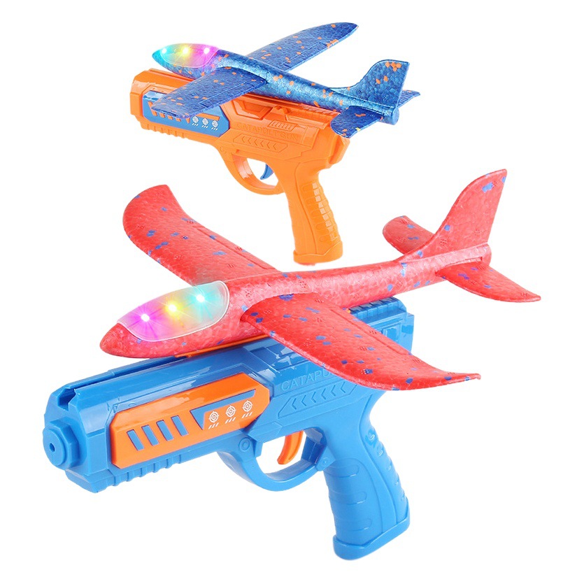 Juguetes de ocio para niños pistola de aviones de espuma catapulta lanzamiento de un solo clic pistola de juguete de aviones flash de lanzamiento de espuma EPP