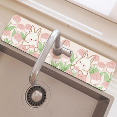 Cartoon Diatomaceous Earth Kitchen Sink Water Absorbent Anti-Slip Mat Countertop Drain Mat Home Bar Splash Mat