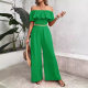 2024 Europe and the United States cross-border Amazon new casual solid color off-shoulder top tube top solid color wide leg pants