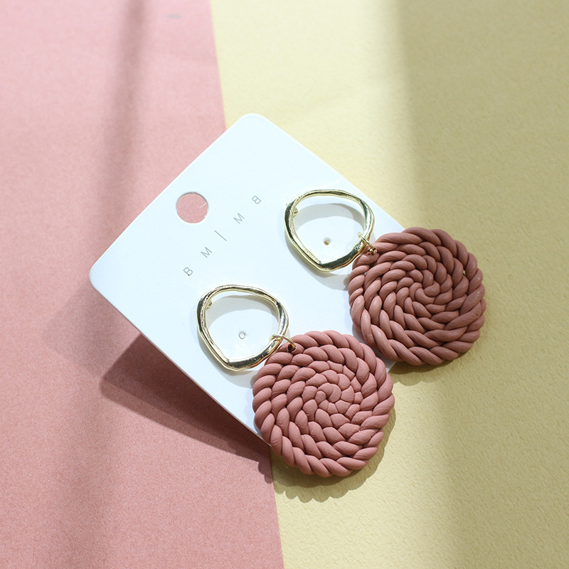 1 Pair Retro Square Patchwork Soft Clay Earrings display picture 2