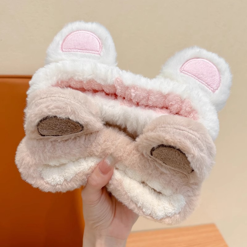 Niños otoño y invierno peluche panda orejas lavar la cara banda de pelo 2024 nueva niñas de alta elasticidad no estrangular cabello cubierta de pelo