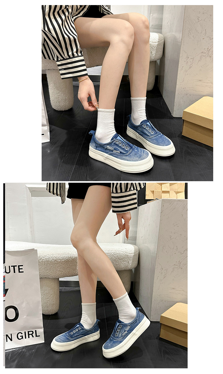 Scarpe da ginnastica alla moda in denim spesso per le donne nell'estate 2024, scarpe pigre sottili, traspiranti, con suola morbida, antiscivolo e_voghion.com