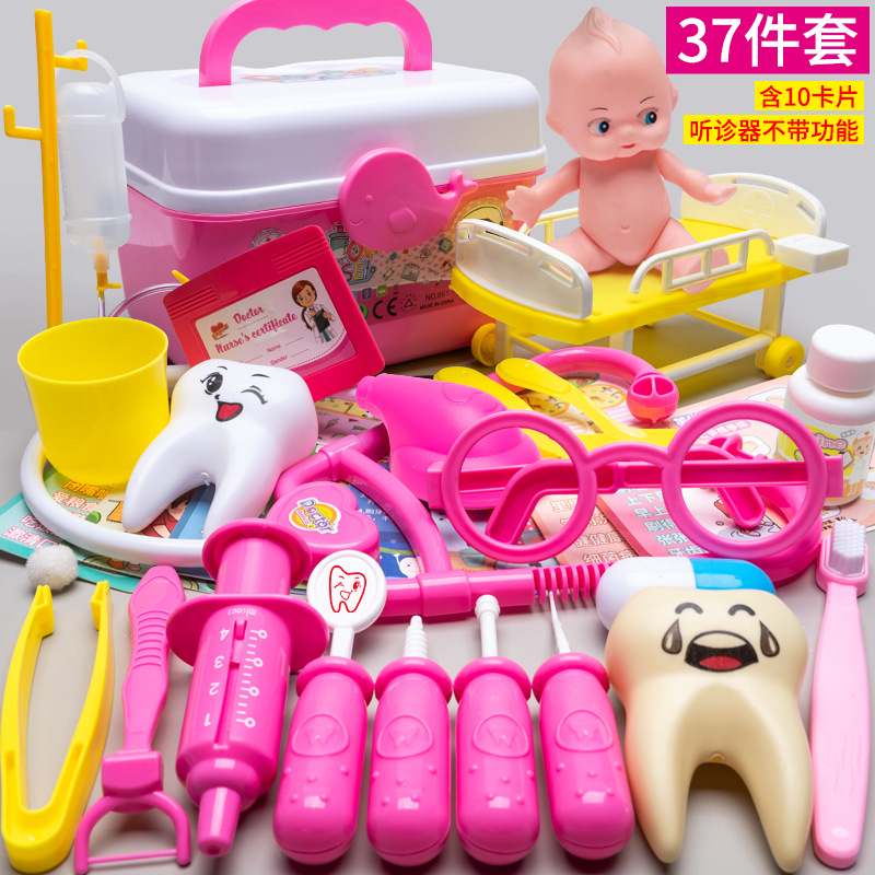 Los niños juegan a las casitas pequeño doctor juego de juguete chica enfermera herramienta inyección caja médica estetoscopio Masculino