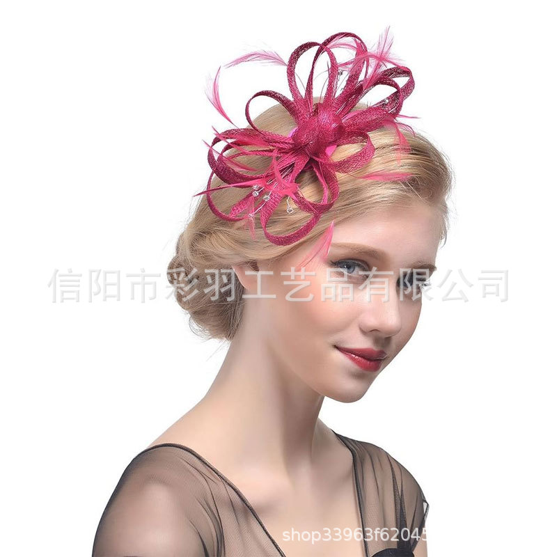 Handmade linen hair accessories and hair clips, hot-selling on AliExpress, suitable for palace banquets and dances, burgundy hair accessories, wholesale for foreign trade