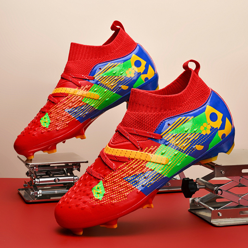 Zapatos de Fútbol de Corte Medio de Piel Sintética Antideslizantes y Ligeros para Césped
