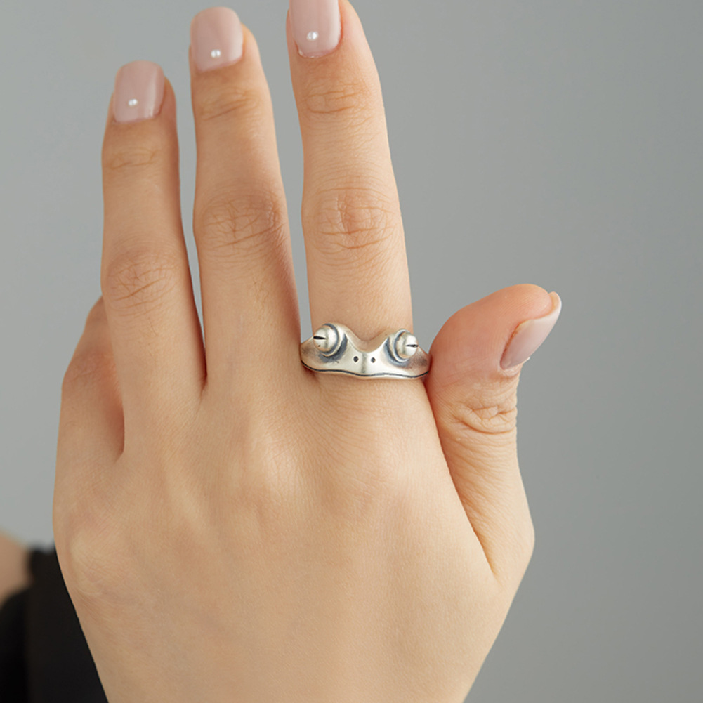 Simple Style Frog Sterling Silver Open Ring 1 Piece
