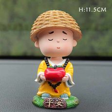 创意摇头小和尚汽车摆件 可爱禅慧和尚公仔汽车摆件 汽车内饰用品 Yilu Ping'an Car Ornaments Creative Car Perfume Seat Golden Deer Auspicious Gourd Aromatherapy Car Ornaments