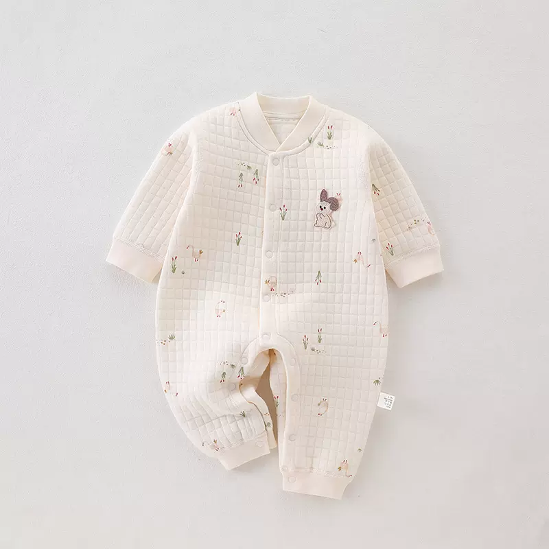 婴儿连体衣保暖春秋冬装夹棉秋季新生儿衣服宝宝外出哈衣加厚套装