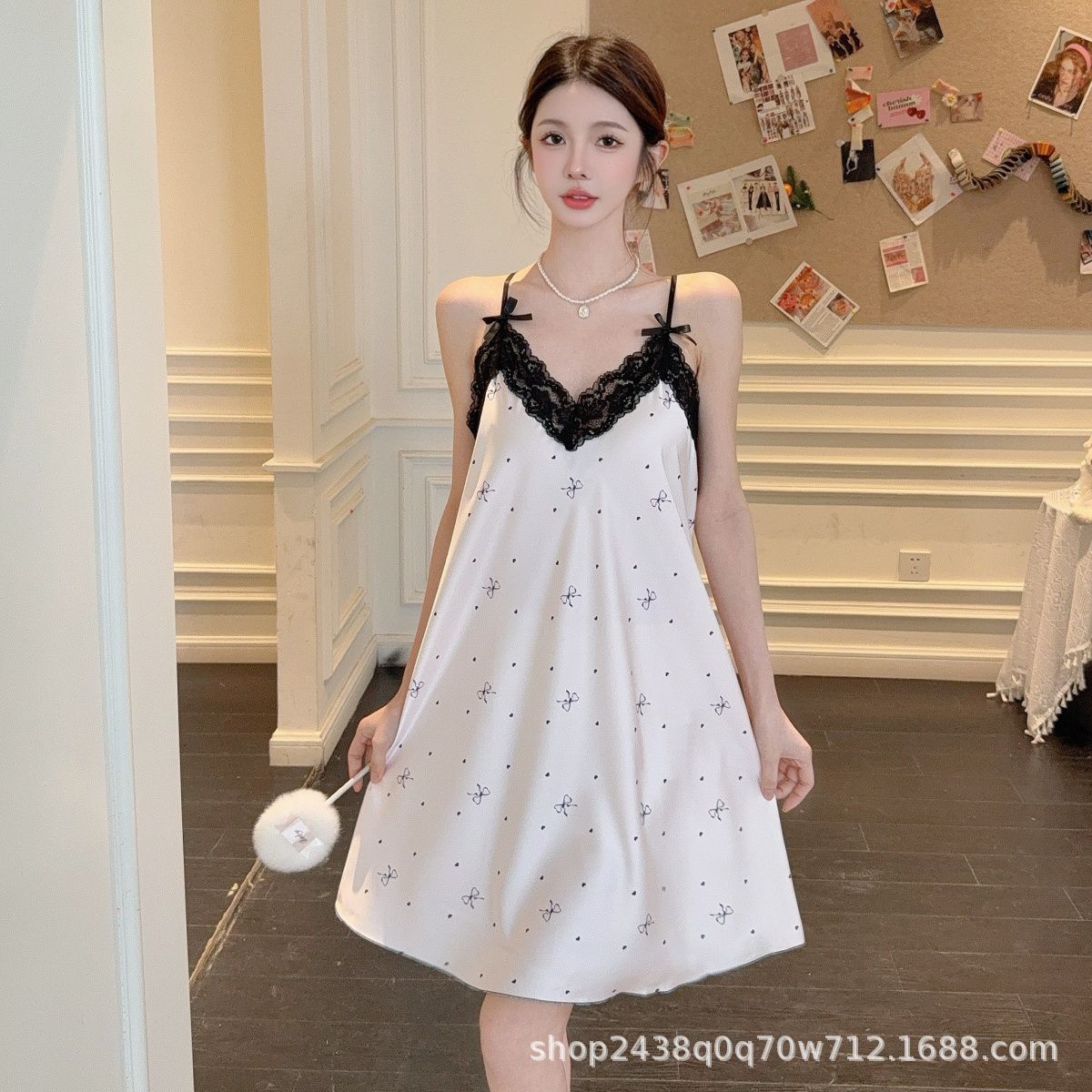 2025 New Sexy Pajamas for Girls in Summer, Pure Lust Style Suspender Nightgown, High-End Home Wear, Ice Silk Suit