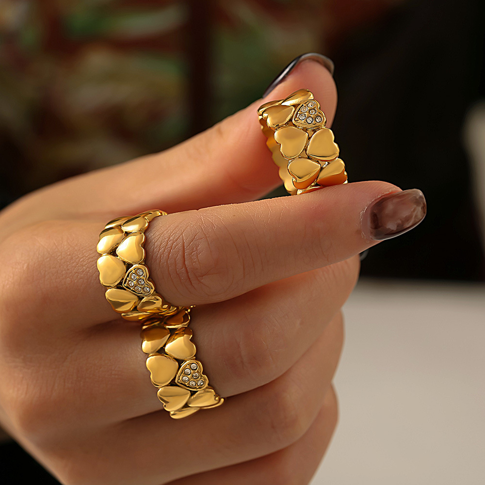 Niche design love ring plated with diamonds, double-layer stacked ring, gift gift, daily wear_voghion.com